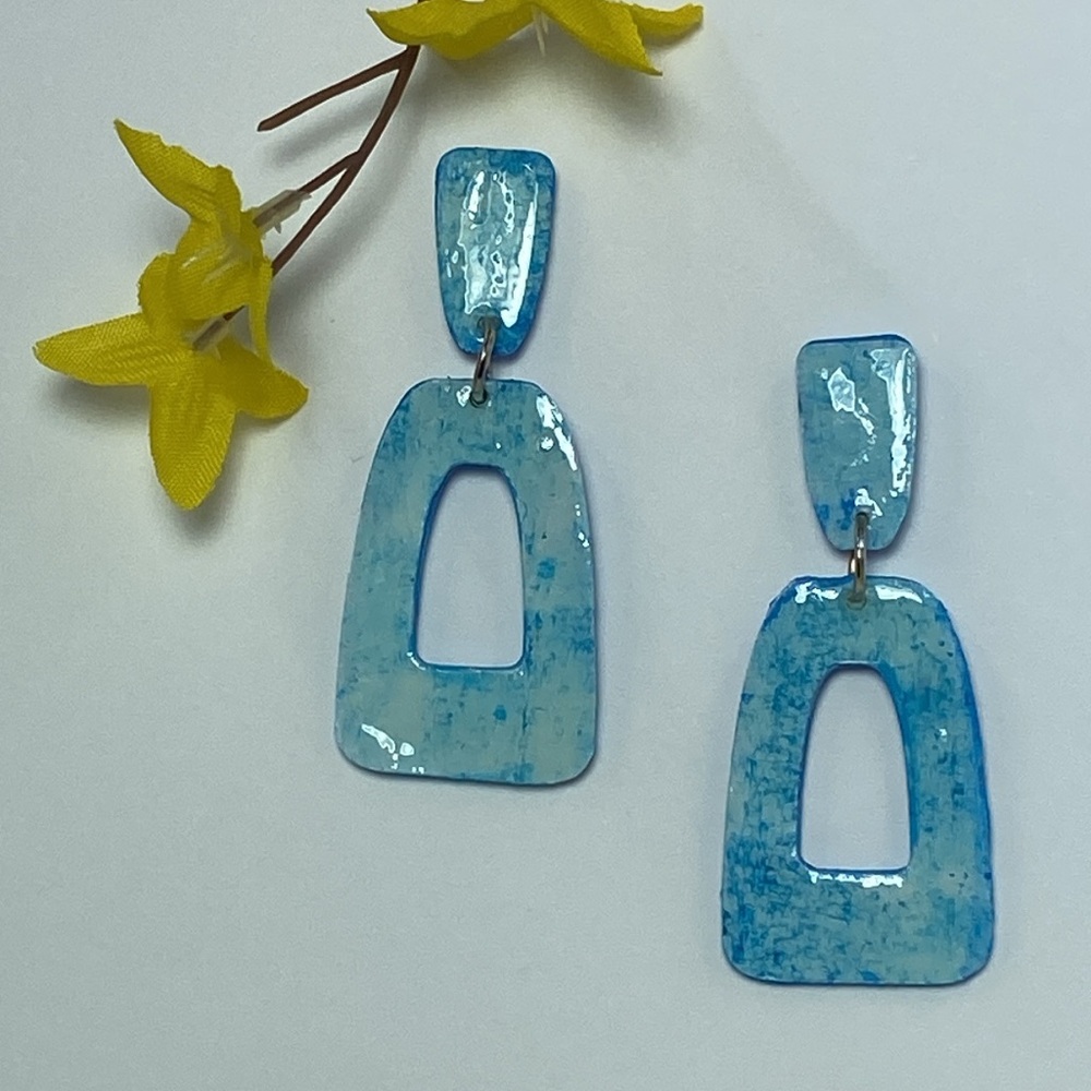 Artistic Blue Dangle Earrings Handcrafted - Picture 8 of 11